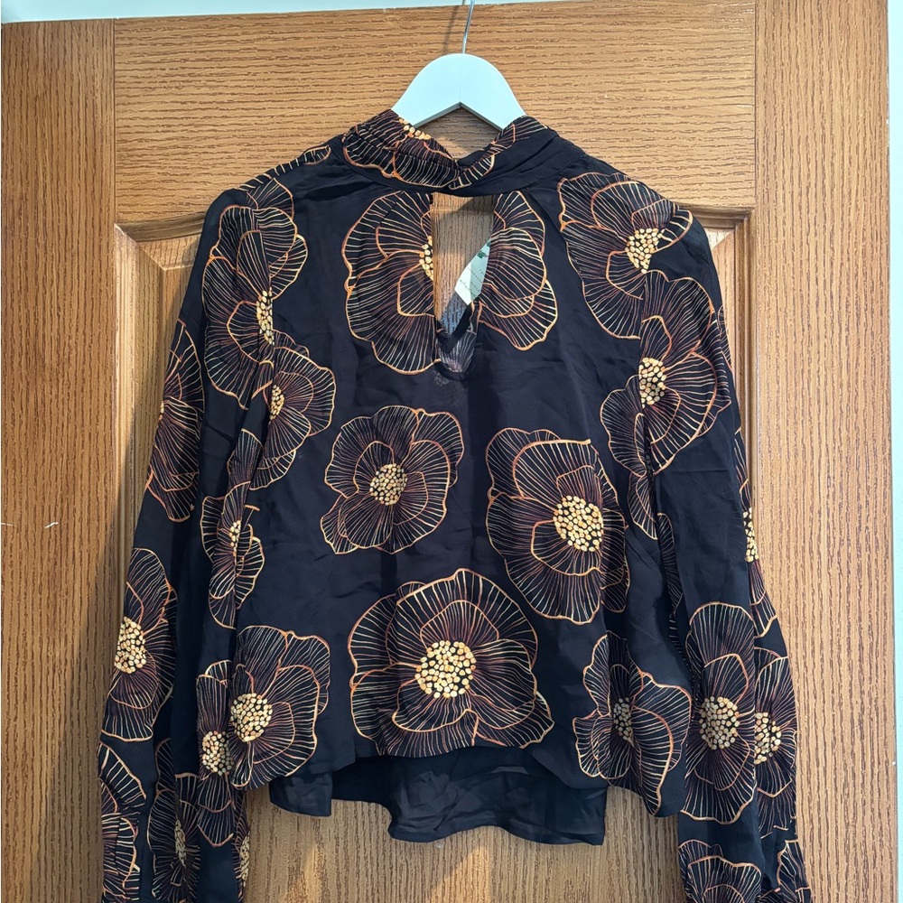 FARM RIO X ANTHROPOLOGIE BALLOON-SLEEVE SHEER BLOUSE